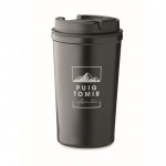 Vaso de doble pared anti fugas de acero inoxidable 450ml color negro vista principal