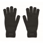 Guantes de poliéster reciclado con parche para personalización color negro