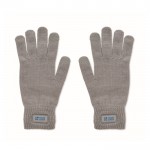 Guantes de poliéster reciclado con parche para personalización color gris oscuro vista de impresión