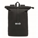 Mochila roll-top para portátil de algodón reciclado 15'' color negro vista principal tercera vista