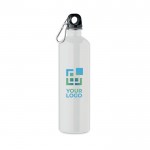 Botella antifugas de acero inoxidable reciclado de 750ml color blanco vista de impresión