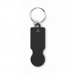 Llavero de aluminio reciclado para uso en carro de compra color negro segunda vista