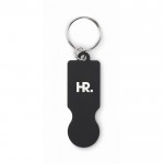 Llavero de aluminio reciclado para uso en carro de compra color negro vista principal