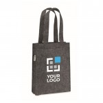 Bolsa pequeña de fieltro RPET con fuelle y asas cortas color gris oscuro vista de impresión