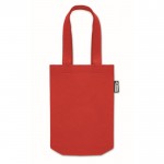 Bolsa pequeña de fieltro RPET con fuelle y asas cortas color rojo tercera vista
