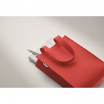Bolsa pequeña de fieltro RPET con fuelle y asas cortas color rojo vista fotografía quinta vista