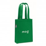 Bolsa pequeña de fieltro RPET con fuelle y asas cortas color verde vista principal