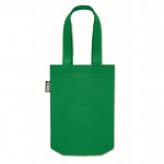 Bolsa pequeña de fieltro RPET con fuelle y asas cortas color verde segunda vista