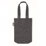 Bolsa pequeña de fieltro RPET con fuelle y asas cortas color gris oscuro segunda vista