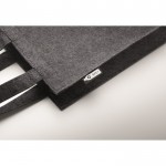 Bolsa pequeña de fieltro RPET con fuelle y asas cortas color gris oscuro vista fotografía cuarta vista