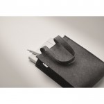 Bolsa pequeña de fieltro RPET con fuelle y asas cortas color gris oscuro vista fotografía quinta vista