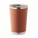 Vaso de acero inoxidable con funda extraíble de piel sintética 350ml color marrón
