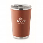 Vaso de acero inoxidable con funda extraíble de piel sintética 350ml color marrón vista principal