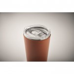 Vaso de acero inoxidable con funda extraíble de piel sintética 350ml color marrón vista fotografía tercera vista