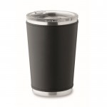 Vaso de acero inoxidable con funda extraíble de piel sintética 350ml color negro