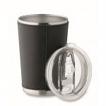 Vaso de acero inoxidable con funda extraíble de piel sintética 350ml color negro segunda vista