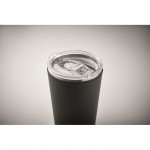 Vaso de acero inoxidable con funda extraíble de piel sintética 350ml color negro vista fotografía tercera vista