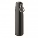 Botella antifugas de acero inoxidable con asa de cordón 500ml color negro