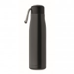 Botella antifugas de acero inoxidable con asa de cordón 500ml color negro cuarta vista