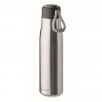 Botella antifugas de acero inoxidable con asa de cordón 500ml color plateado mate