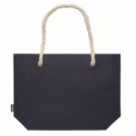 Bolsa para la playa de fieltro RPET con asa de cordón color natural color azul cuarta vista