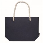 Bolsa para la playa de fieltro RPET con asa de cordón color natural color azul quinta vista