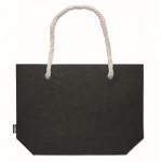 Bolsa para la playa de fieltro RPET con asa de cordón color natural color gris oscuro cuarta vista