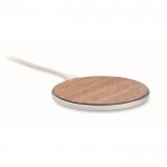Cargador circular inalámbrico con detalle superior en nogal 15W color madera