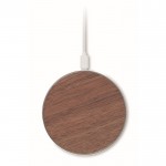Cargador circular inalámbrico con detalle superior en nogal 15W color madera tercera vista
