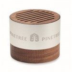 Altavoz inalámbrico de aluminio reciclado con detalles en nogal color madera vista principal