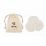 Bolsa de 3 discos reutilizables y lavables para uso de limpieza facial color beige vista principal