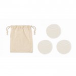 Bolsa de 3 discos reutilizables y lavables para uso de limpieza facial color beige quinta vista