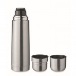 Termo de acero inoxidable reciclado con 2 tazas en la tapa 750ml color plateado mate