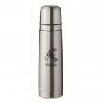 Termo de acero inoxidable reciclado con 2 tazas en la tapa 750ml color plateado mate vista principal tercera vista