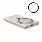 Cargador inalámbrico magnético de carga rápida y batería externa 15W color plateado mate