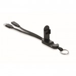 Llavero y soporte para móvil con cables de carga de 26cm color negro segunda vista