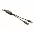 Llavero y soporte para móvil con cables de carga de 26cm color negro