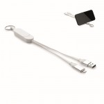 Llavero y soporte para móvil con cables de carga de 26cm color blanco