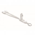 Llavero y soporte para móvil con cables de carga de 26cm color blanco segunda vista