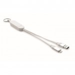 Llavero y soporte para móvil con cables de carga de 26cm color blanco