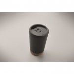 Vaso para llevar de doble pared con detalle de corcho en la base 300ml color negro vista fotografía tercera vista