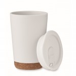 Vaso para llevar de doble pared con detalle de corcho en la base 300ml color blanco segunda vista