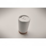 Vaso para llevar de doble pared con detalle de corcho en la base 300ml color blanco vista fotografía tercera vista