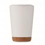 Vaso para llevar de doble pared con detalle de corcho en la base 300ml color blanco cuarta vista