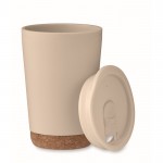 Vaso para llevar de doble pared con detalle de corcho en la base 300ml color beige segunda vista