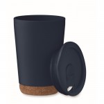 Vaso para llevar de doble pared con detalle de corcho en la base 300ml color azul marino segunda vista