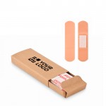 Set de 15 tiras adhesivas en caja personalizable de papel reciclado color beige vista de impresión