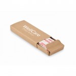 Set de 15 tiras adhesivas en caja personalizable de papel reciclado color beige vista principal segunda vista