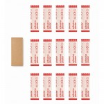 Set de 15 tiras adhesivas en caja personalizable de papel reciclado color beige cuarta vista