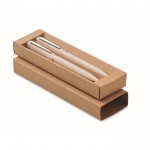 Set de 2 bolígrafos de trigo de paja de tinta azul y grafito color beige